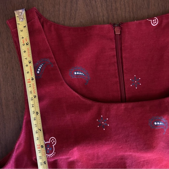Vintage 90s Disney Store Mickey Mouse Paisley Cotton Shift Dress Red Size Medium - Picture 10 of 12